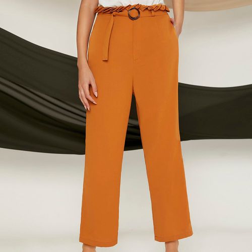 Pantalon plissé taille à poches ceinturé - SHEIN - Modalova