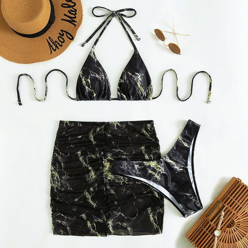 Pièces à imprimé marbré ras-du-cou Bikini & Jupe de plage - SHEIN - Modalova
