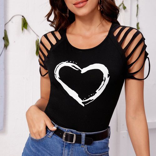 T-shirt à imprimé cœur découpe - SHEIN - Modalova