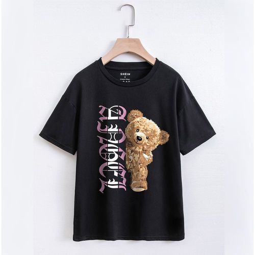 T-shirt à imprimé ours et lettre - SHEIN - Modalova