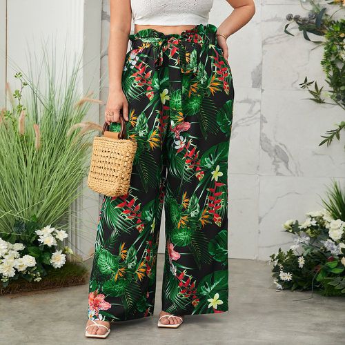 Pantalon ample tropical à taille froncée - SHEIN - Modalova