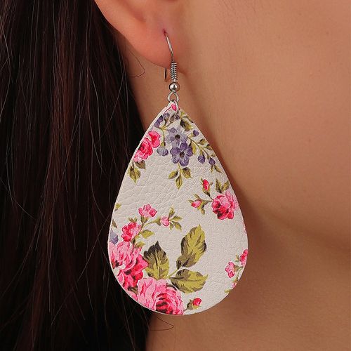 Boucles d'oreilles à design goutte d'eau à imprimé floral - SHEIN - Modalova