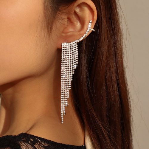Boucles d'oreilles à strass design franges - SHEIN - Modalova