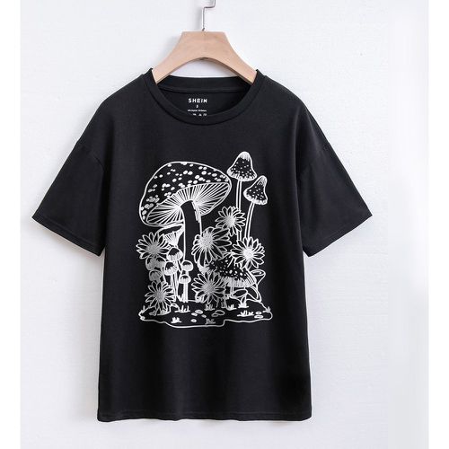 T-shirt à imprimé floral et champignon - SHEIN - Modalova