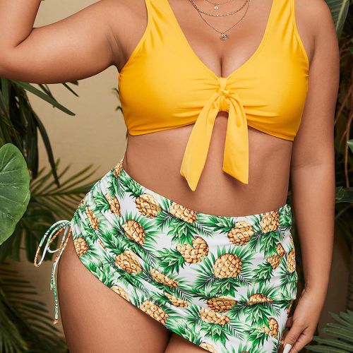 Pièces Bikini à imprimé ananas à nœud & Jupe de plage - SHEIN - Modalova