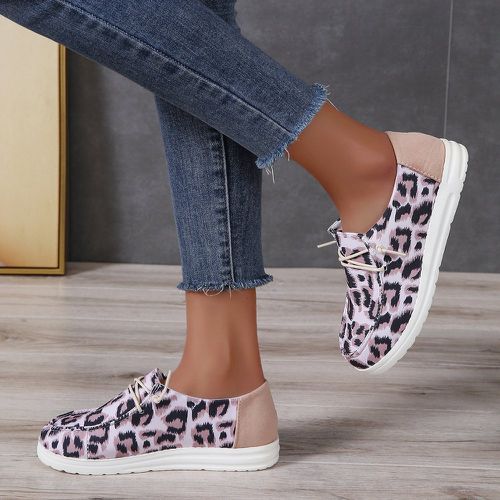 Chaussures à motif léopard à lacets décontracté - SHEIN - Modalova