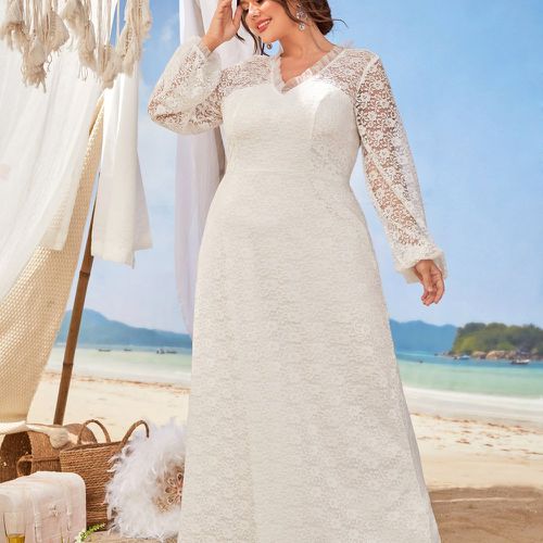 Robes de mariage grandes tailles Tulle contrastant Volants Fermeture éclair Glamour Unicolore - SHEIN - Modalova