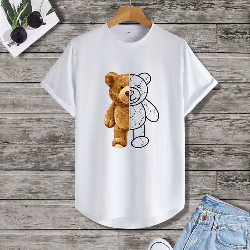 T-shirt à imprimé ours asymétrique - SHEIN - Modalova