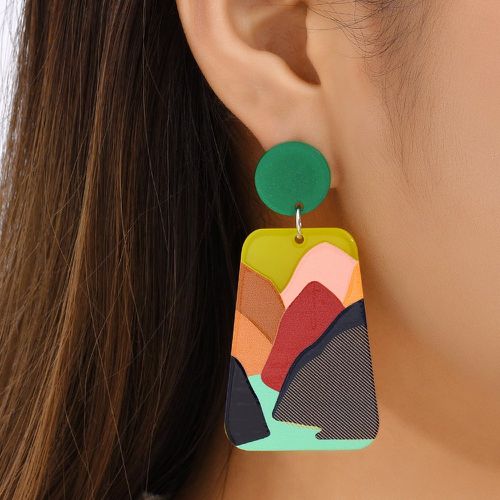 Pendants d'oreilles à blocs de couleurs trapèze - SHEIN - Modalova