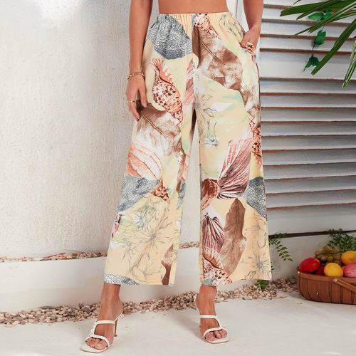 Pantalon ample conque & à imprimé floral - SHEIN - Modalova