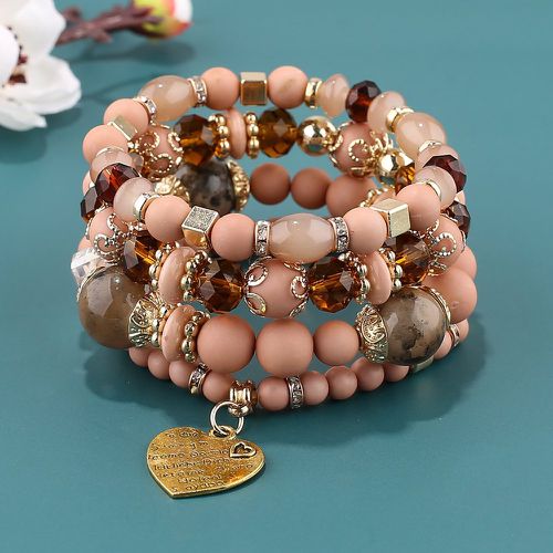 Bracelet perlé avec détail cœur - SHEIN - Modalova