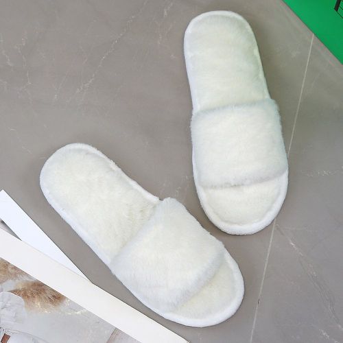 Pantoufles de chambre à coucher en tissu duveteux bande - SHEIN - Modalova