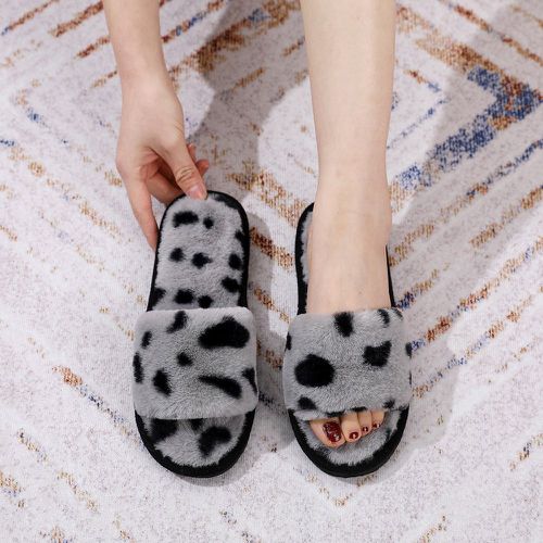 Pantoufles de chambre en tissu duveteux léopard - SHEIN - Modalova
