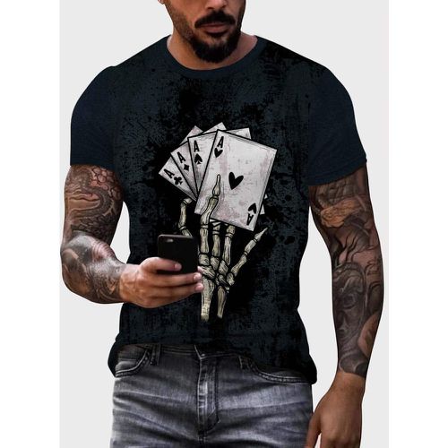 T-shirt squelette main & à imprimé cartes à jouer - SHEIN - Modalova