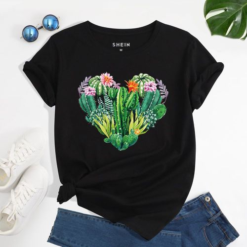 T-shirt fleuri à imprimé cactus - SHEIN - Modalova