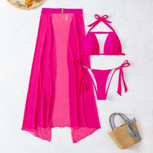 Bikini ras-du-cou à nœud avec jupe de plage - SHEIN - Modalova