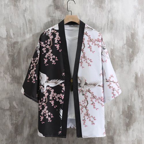 Kimono bicolore à imprimé fleuri et oiseau (sans t-shirt) - SHEIN - Modalova