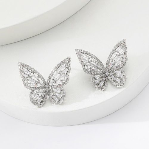 Clous d'oreilles zircone cubique design papillon - SHEIN - Modalova