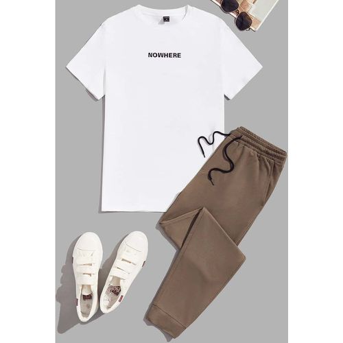 T-shirt à lettres & Pantalon de survêtement à cordon - SHEIN - Modalova