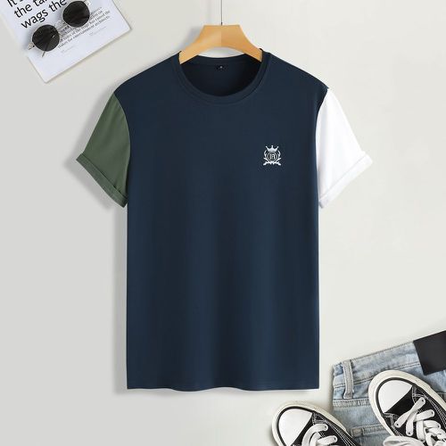 T-shirt à blocs de couleurs à imprimé couronne - SHEIN - Modalova