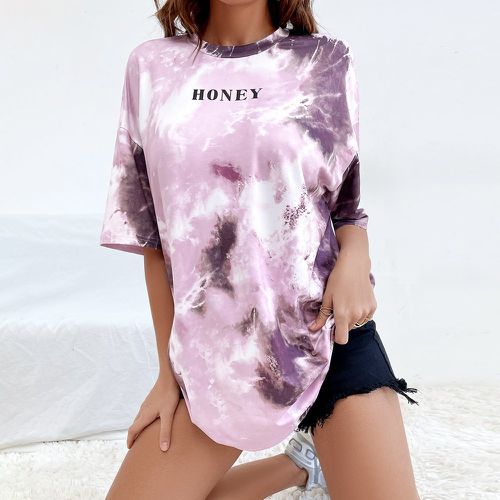 T-shirt tie dye miel graphique - SHEIN - Modalova