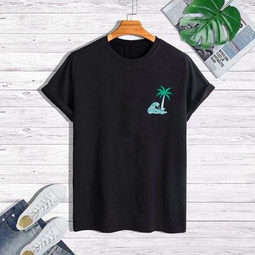 T-shirt à imprimé tropical et vague - SHEIN - Modalova