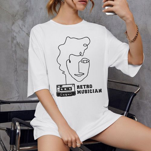 T-shirt oversize à motif figure et lettre - SHEIN - Modalova