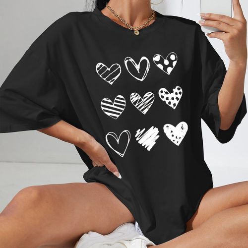 T-shirt oversize à imprimé cœur - SHEIN - Modalova