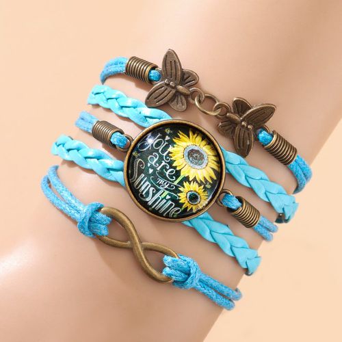 Bracelet papillon & à détail de tournesol - SHEIN - Modalova