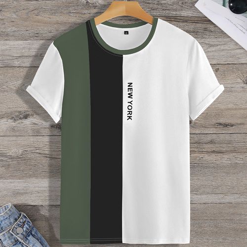 T-shirt à lettres blocs de couleur - SHEIN - Modalova