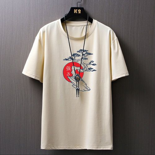 T-shirt japonais caractère et à imprimé arbre - SHEIN - Modalova