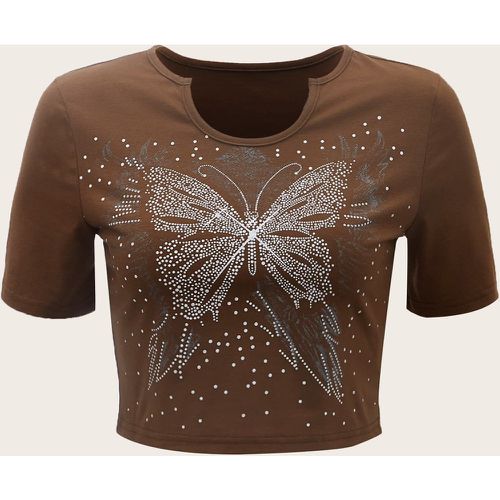 T-shirt court papillon à pois - SHEIN - Modalova