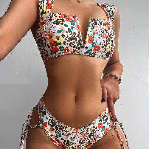 Bikini léopard à imprimé floral - SHEIN - Modalova