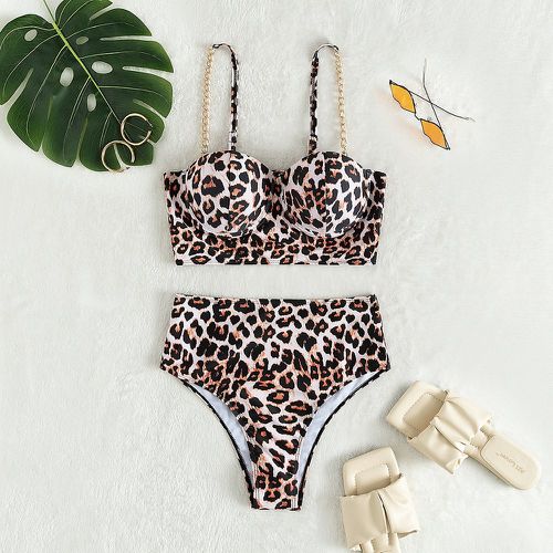Bikini push-up léopard à chaîne - SHEIN - Modalova