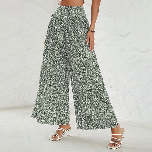 Pantalon à imprimé floral ample ceinturé - SHEIN - Modalova