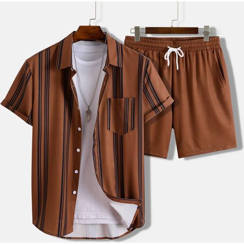 Chemise à rayures avec poche & Short (sans t-shirt) - SHEIN - Modalova