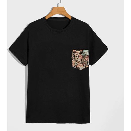 T-shirt à imprimé floral avec poche - SHEIN - Modalova