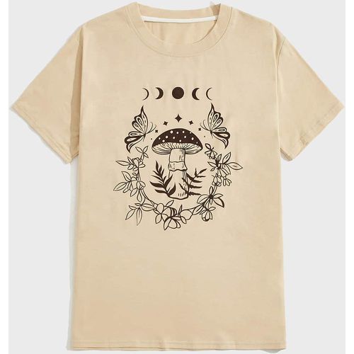 T-shirt à motif champignon et papillon - SHEIN - Modalova