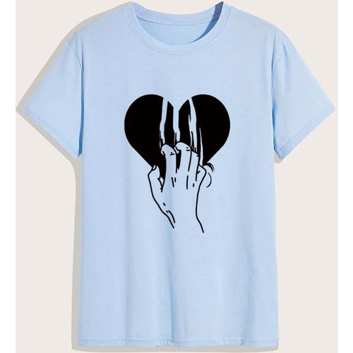 T-shirt à imprimé cœur et main - SHEIN - Modalova