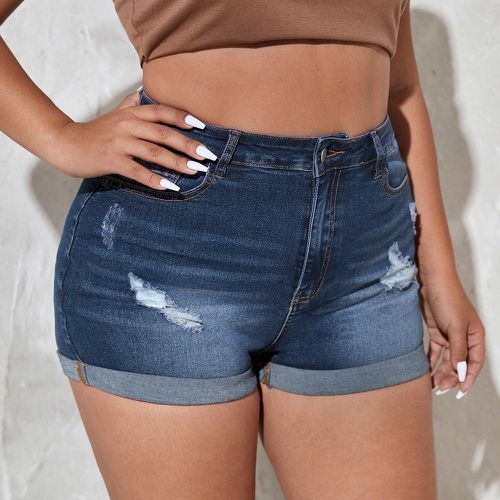 Short en jean déchiré zippé - SHEIN - Modalova