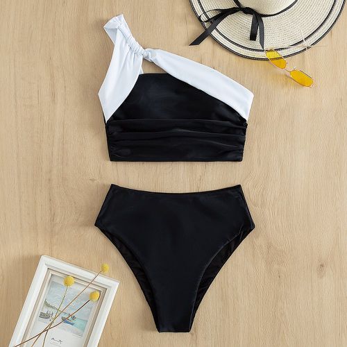 Bikini à blocs de couleurs asymétrique taille haute - SHEIN - Modalova