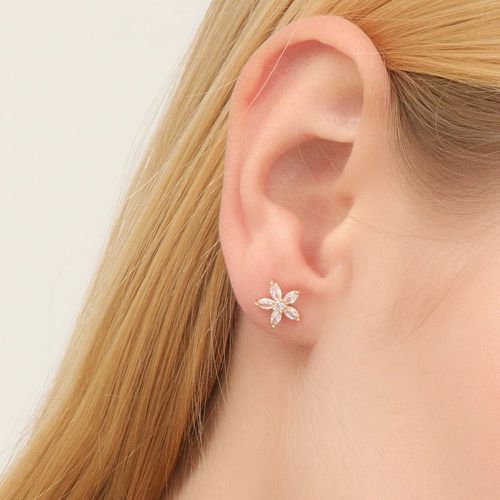 Clous d'oreilles zircone cubique à fleur - SHEIN - Modalova