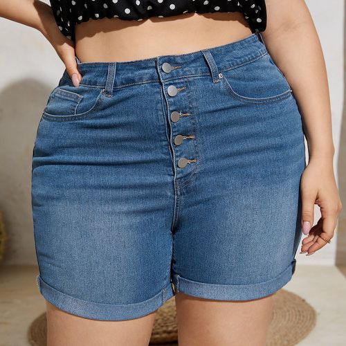 Short en jean taille haute à bouton - SHEIN - Modalova