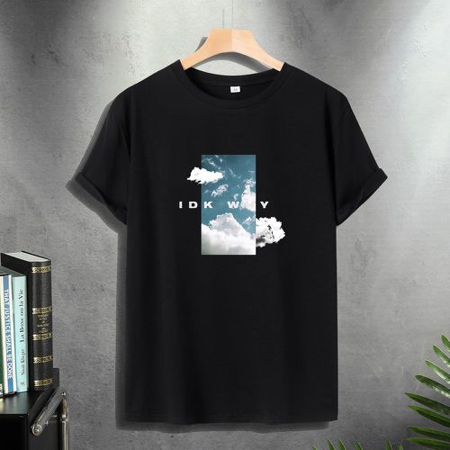 Homme T-shirt nuage & à lettres - SHEIN - Modalova