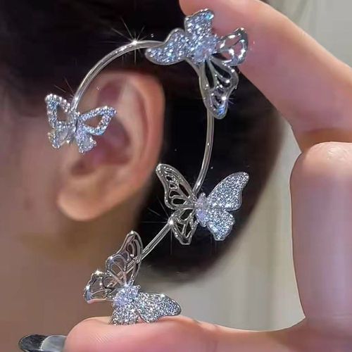 Pièce Enveloppement d'oreille à strass à détail papillon - SHEIN - Modalova