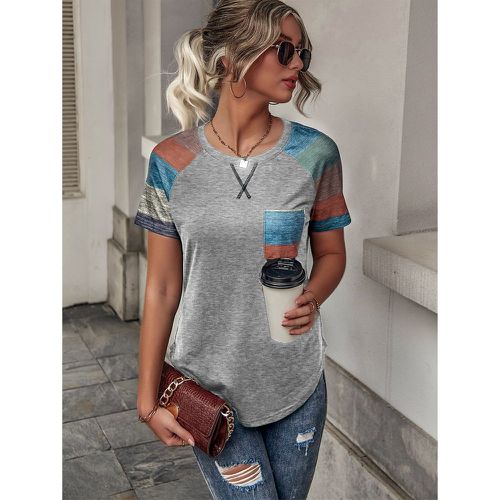 T-shirt à blocs de couleurs manches raglan patch à poche - SHEIN - Modalova