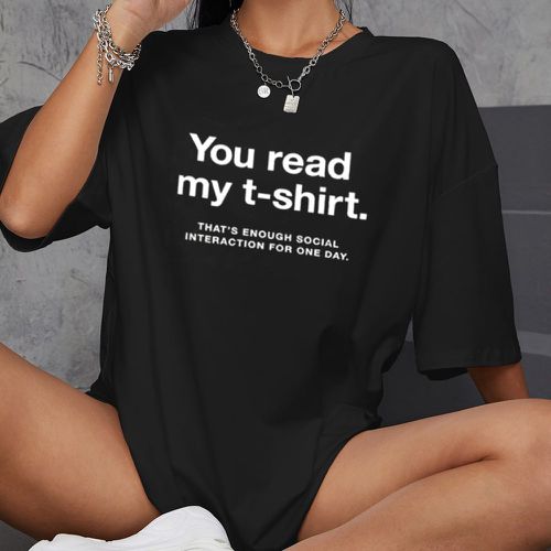 T-shirt à motif slogan oversize - SHEIN - Modalova