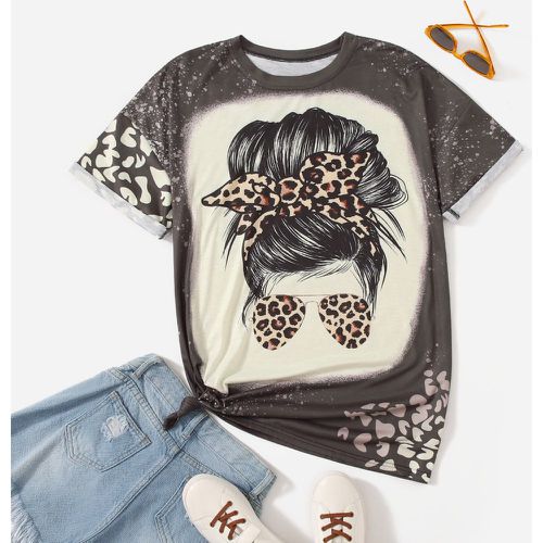 T-shirt figure & léopard - SHEIN - Modalova