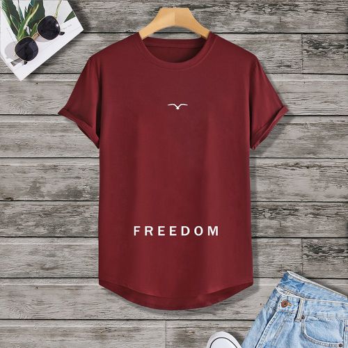 T-shirt asymétrique oiseau & à lettres - SHEIN - Modalova