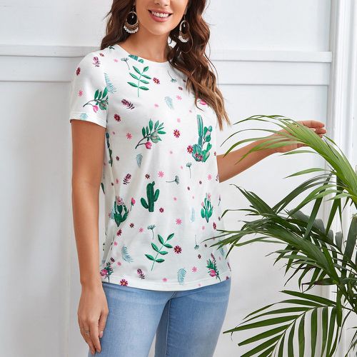 T-shirt cactus et à imprimé floral - SHEIN - Modalova